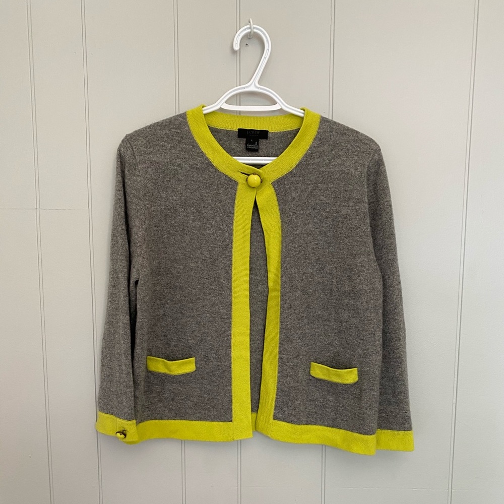 J.CREW | Neon Cashmere Open Cardigan | Large